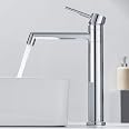 IDEALHOUSE Rubinetto Miscelatore Monocomando Per Lavabo – Cromato, Altezza 103mm, Con Tubi Flessibili E Fisaggio Rapido
