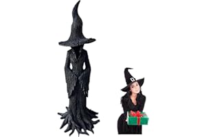 Ryfpdml 30cm Halloween Witch Statue, Gothic Home Decor Hand-Painted Enchanting Witch Statue Gothic Resin Figurine Retro Magician Decor for Halloween for All (B)