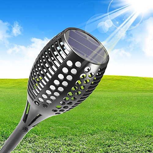 Solarleuchten 96 led hell spotlight Gartenleuchte Solar led licht garten beleuchtung soalr spotlight Außen Rampenlicht warmlicht Wasserdicht Beleuchtung für Landschaft Garten Fahrweg Pfad Hofen Rasen ideal fuer Hochzeit Party Atmosphäre Weihnachtsdekoration usw (Schwarz 2PCS) - 2