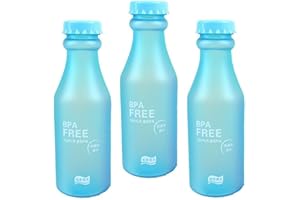OnePine 3 pezzi Bottiglia d'acqua sportiva 550ml senza BPA, Riutilizzabile Plastica bottiglie acqua per Palestra,Cycling, Viaggi, Bambini (Blu)