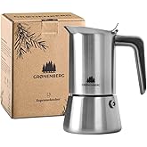 Groenenberg Moka Pot | Espresso maker (4-6 Cup) incl. extra sealing I Stainless steel I Induction-Safe I Enjoy your delicious