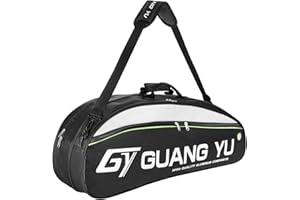 QCHOMEE Sac de Raquette Badminton Tennis 6 Sacs de Tennis Portable Sac de Transport à Bandoulière Sport Sac à Dos Raquette Tennis Sacoche de Rangement pour Raquette Badminton avec Stockage de Chaussures