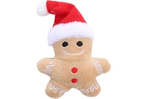 Tebinzi Jouet interactif pour chat en pain d'épices - Jouet interactif avec herbe à chat pour chats en peluche - dentition Noël en forme bonhomme en pain d'épices pour chats d'intérieur