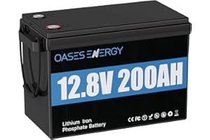 Oasesenergy Batterie Lithium LiFePO4 12V 200Ah Taille super Mini, BMS 100A Intégré,Basse température Coupure, 4000-15000 Cycles pour Camping-Car, Système Solaire, Bateaux, Hors-Réseau,Caravanes