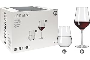 Ritzenhoff 6111011 Set de verres à vin rouge et à eau - série Lichtweiss - 12 pièces pour 400 ml, stylé - Made in Germany