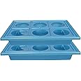 Kuber Industries Plastic Glass Holder Rectangular Tray, 2-Pieces, Blue, Standard (Ctktc01919)