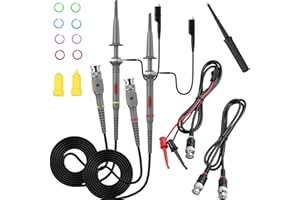 DAOKAI P6100 Universal Oscilloscope Probe Kit(set of 2) with 100MHz Oscilloscope Clip Probes + BNC to Mini graber Test Lead Kit(BNC Male to BNC Male Cable)