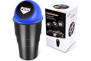 YIOVVOM Auto Mülleimer mit Deckel Universal Handy Abfalleimer für Getränkehalter in der Konsole Mini Mülleimer Auto Mülleimer für Auto Büro Zuhause(Blue, 1)