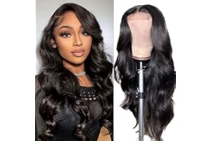 RXY Perruque Bresilienne Perruque Femme Naturelle 4x4 Body HD Lace Wig Human Hair 180% Density Cheveux Humain for Black Women Couleur Naturelle 28 Pouces