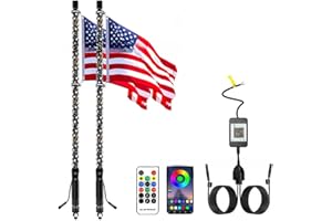 DEISIR 2 Pack 3FT Whip Lights, LED Whip Light with App & Remote Control, Spiral RGB Chasing Lighted Antenna Whips, Whip Light for UTV ATV RZR SXS Can-Am Dune Buggy Offroad Truck (3FT)