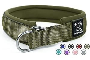 HEYDOGGY Weich Neopren Gepolstert Hundehalsband (4cm Breite) Reflektierend Hund Halsband mit Robust Nylon & Zugstopp, Bequem Zughalsband Dressurhalsband für Kleine Mittlere Große Hunde Walken M,ArmeeGrün