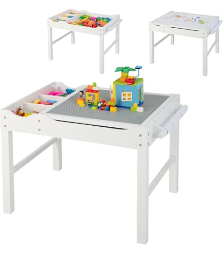Tableau 5 En 1 En Bois FSC® Pour Enfants Avec Tabouret - Bureau, Tableau Blanc/craie, Papier Et Support Briques - 6