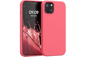 kwmobile Carcasa Compatible con Apple iPhone 13 Funda - Case TPU y Silicona antigolpes - Apto Carga inalámbrica - Coral neón