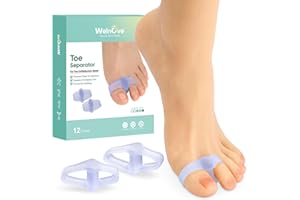 Welnove Pack de 12 correctores de juanetes, separadores de dedos con 2 lazos, espacio para dedos grandes apto para juanetes y dedos solapados (Violeta)