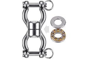 SELEWARE Ceiling Hook Silent Bearing Swing Swivel w/ 2 Carabiners, Stainless Steel 544kg 360° Rotational Device Hanging Accessory for Tree Swing, Hammock Chair, Climbing Rope, Yoga, Kids Swing Swivel