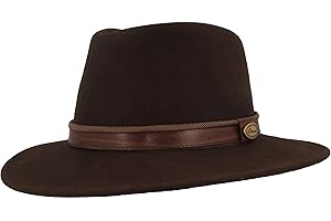 HUT BREITER Breiter Chapeau de Trekking Enroulable 100% Laine Feutre Fedora Imperméable et Pliable Garniture en Cuir Chapeaux Homme et Femme