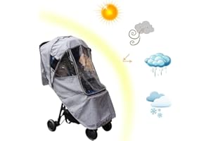 Habillage Pluie Imperméable Universel Poussette Confortable Bonne l’Air Montage Facile Sans PVC pour Tous Types Poussettes