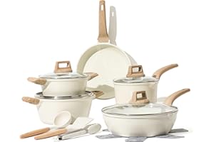 Carote Zestaw patelni i garnków indukcyjnych, 14 szt., patelnia 24 cm, rondel 1,7, 2,3, 4 l, patelnia do smażenia 4,3 l, garnki z pokrywką, nieprzywierające, szpatułka, szczypce, osłona na patelnię