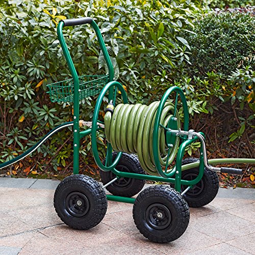 [pro.tec] Metall Schlauchwagen (XL) Profi (Anschlüsse: 3/4 Zoll) (Farbe: grün) – Abrollen in 90° zur Fahrtrichtung - 7