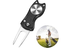 Outil De Réparation De Divot De Golf,Fourche De Golf En Acier Inoxydable,Pliant Fourche De Golf,Outil De Divot De Golf,Golf Relève-Pitch Couteau Avec Marqueur De Balle Magnetique,Golf Relève-Pitch