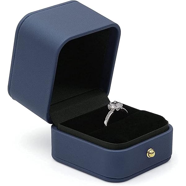 Zhenpony PU Leather Ring Box With Velvet Interior - Luxury Jewelry Gift Box, Robin's Egg Blue