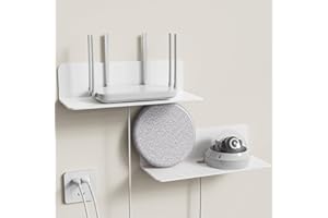 Toaren Akrylowy regał wiszący, regał ścienny bez wiercenia, zestaw 2 sztuk, białe, akrylowe, ścienne, samoprzylepne, małe regały ścienne, zestaw do kuchni, sypialni, biura, łazienki