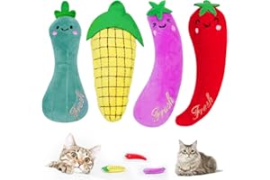 OSDUE Zabawki dla kota, kocimiętka, w kształcie rośliny, interaktywne zabawki, pluszowe, kreskówkowe, na ząbkowanie, 4 szt.