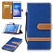 Produktbild Honor 6X flip case hülle,Fanryn Schutzhülle / Cover / Handyhülle / Etui für Huawei Honor 6X Farbe Spleiß Serie Cowboy Muster Schutzhülse Muster Design Folio Leder Tasche Case Hülle im Bookstyle mit Standfunktion Kredit Kartenfächer,Magnetverschluss Muster Handyhülle – Blau