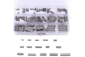 KATSU Assortiment de clavettes d'Arbre d'Entraînement Parallèle 140 Pièces 3-6mm Clé à Plumes à Bout Rond Clavettes Paralleles Moteur Engrenage Volant Poulie Attaches Kit d'Assortiment