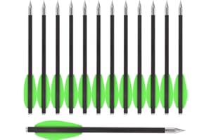 NIKA ARCHERY 6.3 Inch Carbon Pistol Crossbow Bolt Arrows, Mini Crossbow Arrows Crossbow Bolts with Steel Tips Hunting Arrows for 50-80 lbs Pistol Crossbow Precision Target Shooting Exercises and Small Hunting