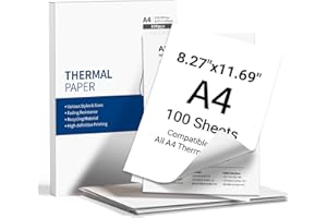 TATTMUSE Carta termica A4 per stampante A285 A28U M832 M834 e ogni stampante termica A4, 100 fogli 210 x 297 mm (8,27" x 11,69")