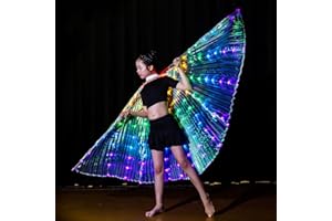 LEEMIMAN Girls Butterfly LED Wings Kids Belly Dance Wings with Sticks