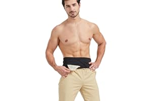 Heagimed Ostomy Belt for Men, Adjustable Stoma Support Belt for Swimming & Sports, Inner Pocket to Hold Colostomy Bags, Size M(34''-43''), Black