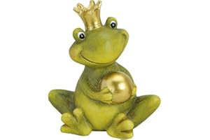 Froschkönig deko mit Kugel Gartendeko Keramik Figuren Gartenfiguren Frosch (Smile)