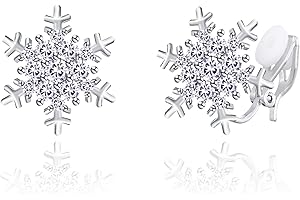 QUKE Schneeflocke Form Ohrclips Ohrclips Clip Ohrringe Zirkonia Kristall Nicht Gestochen Ohrstecker für Frauen Mädchen