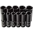 ARCAN PROFESSIONAL TOOLS 1/2 Inch Drive Deep Impact Socket Set, 3/8 Inch - 1 Inch, Cr-V, 11-Piece (AS21211D) (AS21211SD)