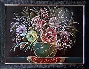 Shree Handicraft Beautiful Flower Scenary Floral Painting Photo Frame (49.5 cm x 34.5 cm x 1 cm, Acrylic Sheet Used)