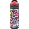 HOX TRANSFORMERS EARTHSPARK Reusable BPA free Kids Atlantic Water Hydration Bottle with built in Carry Loop, Flip Up Spout and removeable straw - 600ml, Opaque