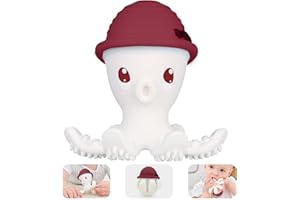 Mombella Pulpo mordedor bebe 3-18 meses, mordedores bebes 6-12 meses, juguetes bebes 9 meses, divertido juguete masticable para niños, fácil de sostener, regalo para recién nacido, rojo