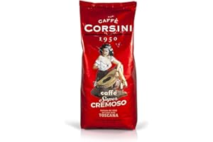 CAFFÈ CORSINI 1950 Café Corsini en Grains, Super Crémeux. Conditionnement de 1 kg. Sélection de grains pour un café fort et d'une agréable crémeux