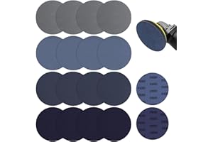 DEVENIRRICHE 18 discos húmidos, papel de lija 150 mm de velcro, lija húmida y seca, lijadora excéntrica, juego de lija 1500/2000/3000/5000