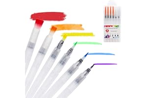 QZOSZ Set di pennelli acquerello per serbatoio, 6 set pennelli ad acqua con serbatoio per bambini, pennarelli acquerellabili, pennello con serbatoio per acquerello riempibili d'acqua per bambini