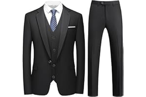 KUDMOL Herren 3-Stücke Anzug Business EIN Knopf Smoking Anzug für Männer Smoking Klassische Blazer Weste Hosen Set