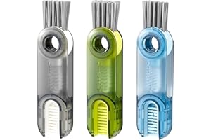 XENQITO 3 Stück Multifunktionale Reinigungsbürste, 3-in-1 Multifunktionale Reinigungsbürste, Spaltreinigungsbürste, Wasserflaschen-Reinigungsbürste, Tassendeckel-Reinigungsbürste, Reinigungswerkzeuge