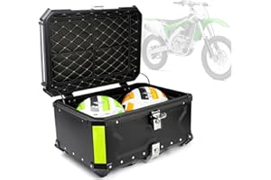 FouncY XXL Motorradkoffer Alu Top Case Für Roller 45L 55L 65L 80L 100L universal, Wasserdicht Motorrad Topcase Gepäckträger Koffer Für Helme (Color : Schwarz, Size : 65L)