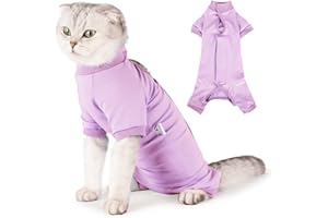 HEYWEAN Katzenbody Nach Op Kastration Haustier-medizinisches chirurgisches Hemd Operationsgenesungsanzüge für Katzen Langärmlige Katzenbekleidung Anti-leckende Alternative Halskrausen für Katzen