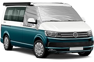 SOEKODU Osłona przedniej szyby kompatybilna z VW T5, osłony przeciwsłoneczne na przednią szybę 100% zaciemnienia, blokują promienie UV, odporna na warunki atmosferyczne osłona przedniej szyby samochodu