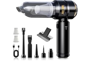 TIDY CATS Handstaubsauger, 18000Pa 3-in-1 Handstaubsauger Akku Kabellos, 3-Gang Leistungsstarker Auto Staubsauger Stark, Wiederaufladbarer Mini Staubsauger Für Auto, Haus & Tierhaar Reinigung, Schwarz