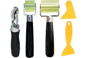 ELLECILA 3Pcs Automotive Sound Deadening Roller Set, 30mm & 50mm Rubber Seam Roller mit 2 Scraper for Car Audio Deadening Mats Heat Abatement Mats Roofing Materials Linoleum Flooring Carpeting Wallpaper