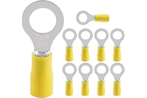 GZDAOXIA 10 Pezzi Connettori ad Anello,Connettore ad Occhiello,Capicorda Preisolati PVC,4,0-6,0 mm² giallo foro Ø M8 RV,per collegare elettricamente gli cavi